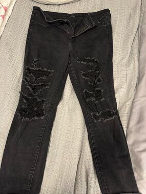 American Eagle Outfitters Black Ripped Skinny Jeans